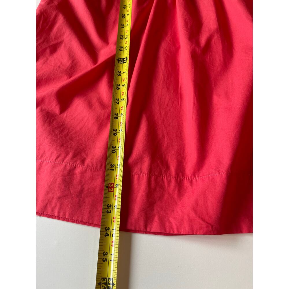 Band of the Free Babydoll Mini Dress Sz L Cotton Puff Sleeves Front Ties Red - Picture 9 of 10